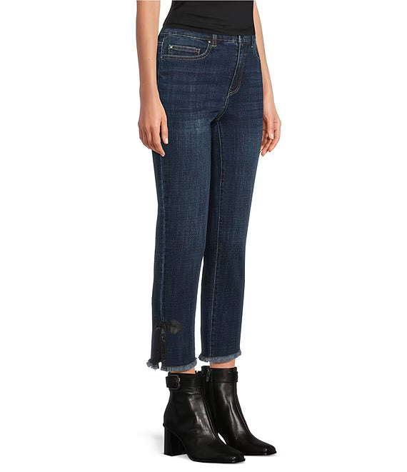 Bow Hem Straight Leg Jeans