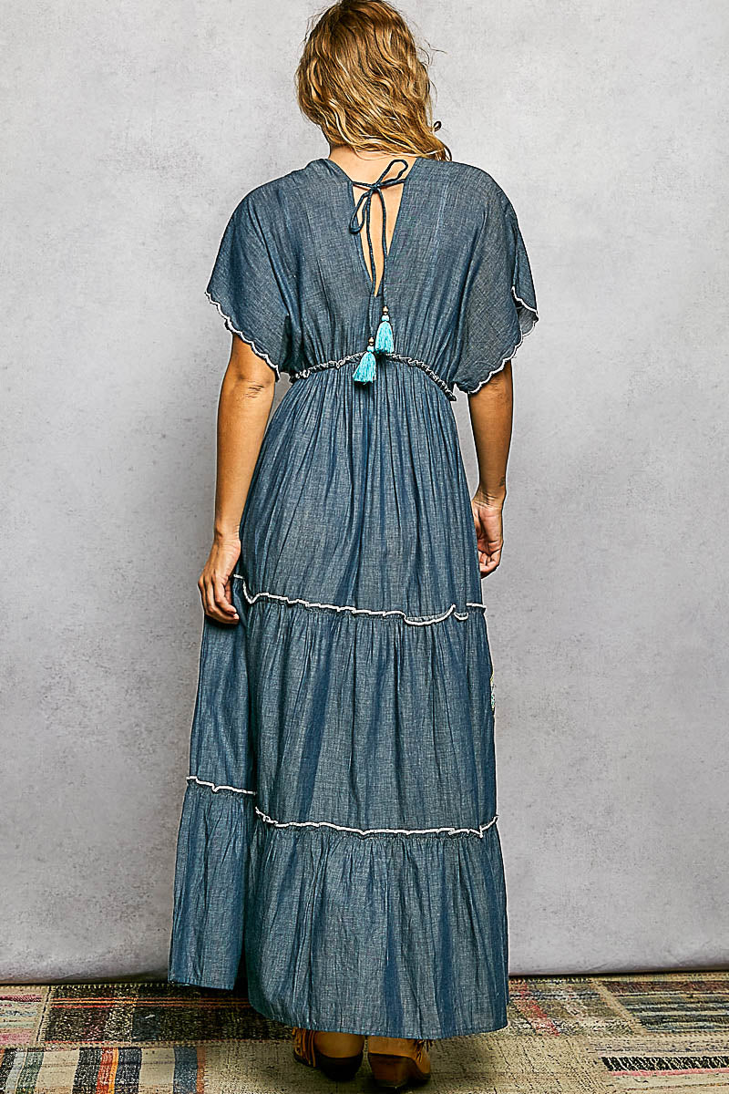 Drop Shoulder Long Dress