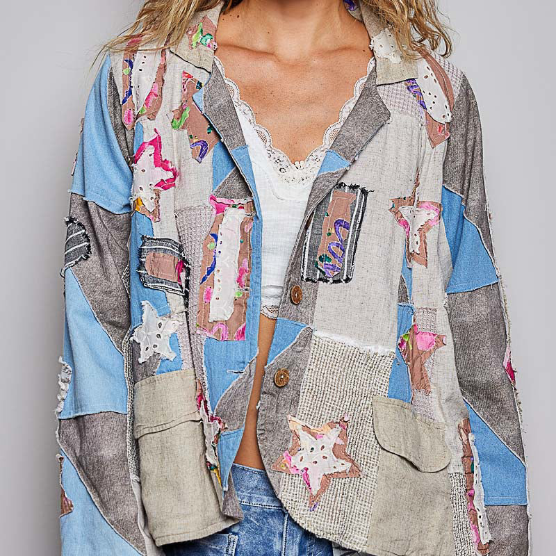 Woven Lightweight Patchwork Jacket