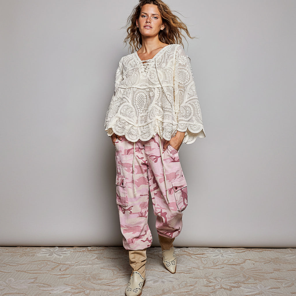 Crochet Lace Sheer Blouse