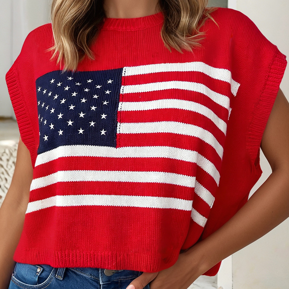 Stars and Stripes Dolman Short Sleeve Sweater
