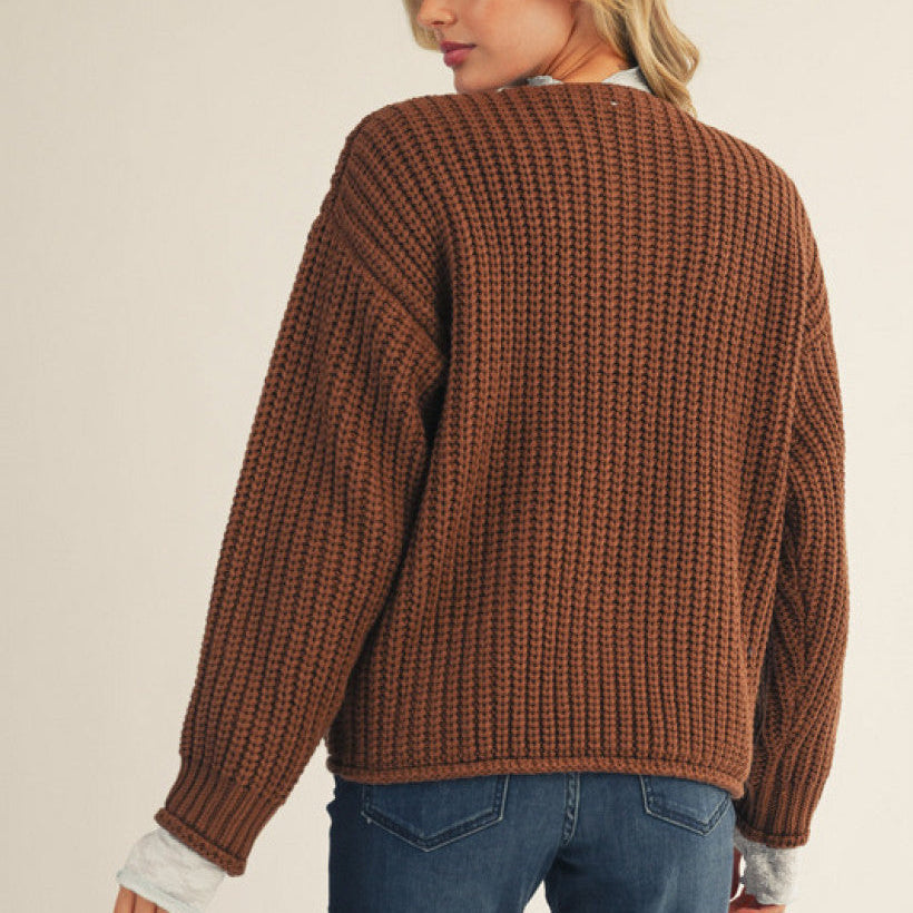 Button Down Sweater Cardigan With Pockets