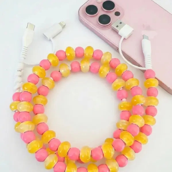 Pink and Yellow Beaded Charger