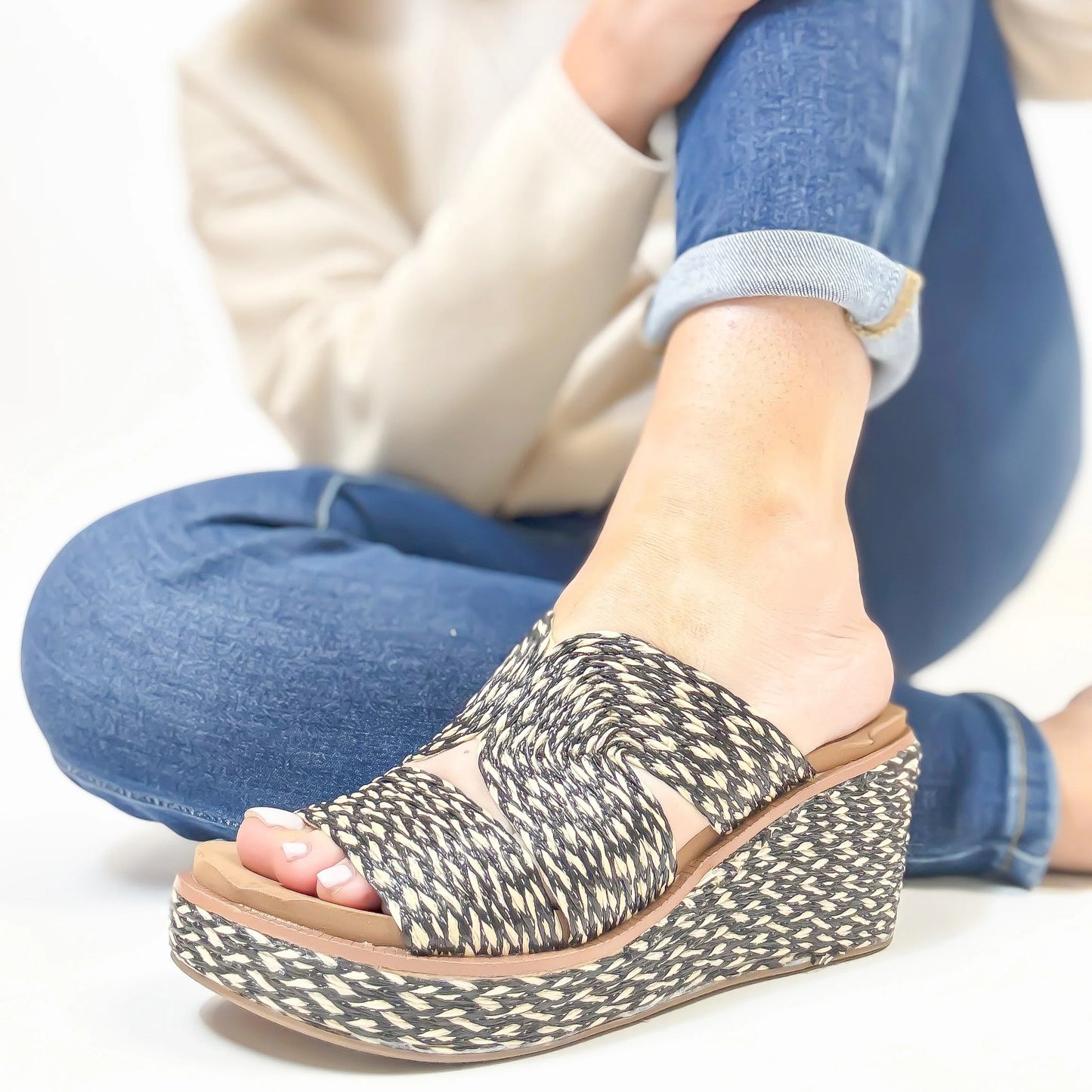 Golden Hour Black Combo Wedge/Sandal