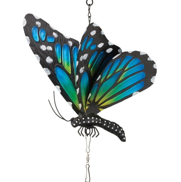 Blue Metal Monarch Hanging Wind Spinner
