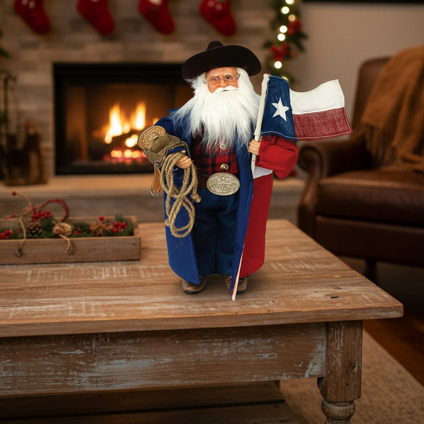 Texas Cowboy Santa Claus Figurine 15"