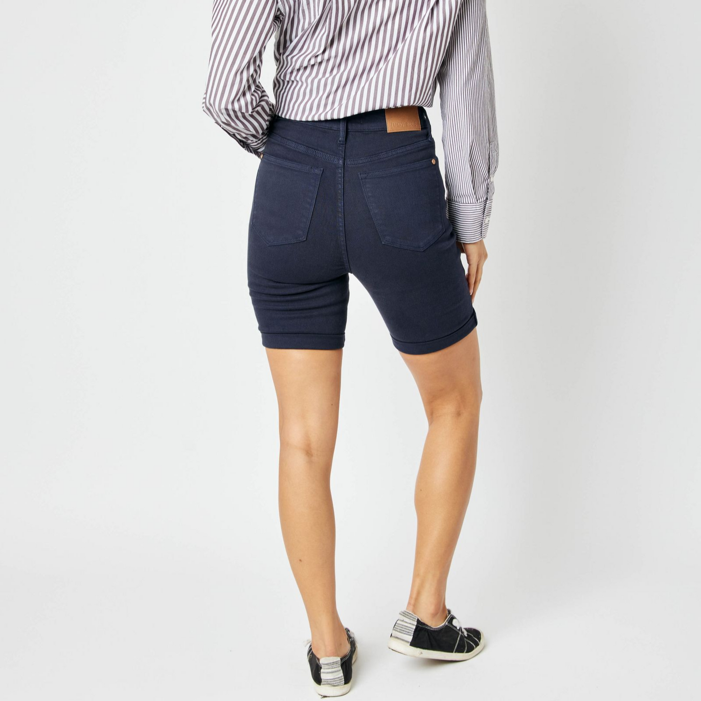 High Waisted Garment Dyed Tummy Control Bermuda Shorts