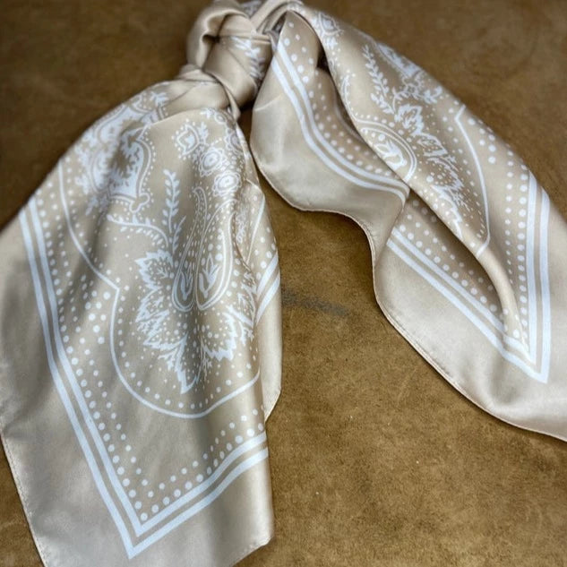 Paisley Silk Cream Wild Rag Bandana Scarf