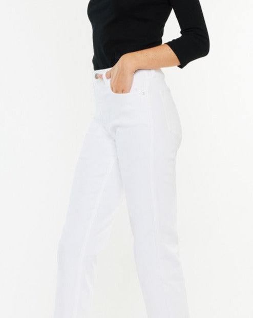High Rise Cropped Straight White Jean