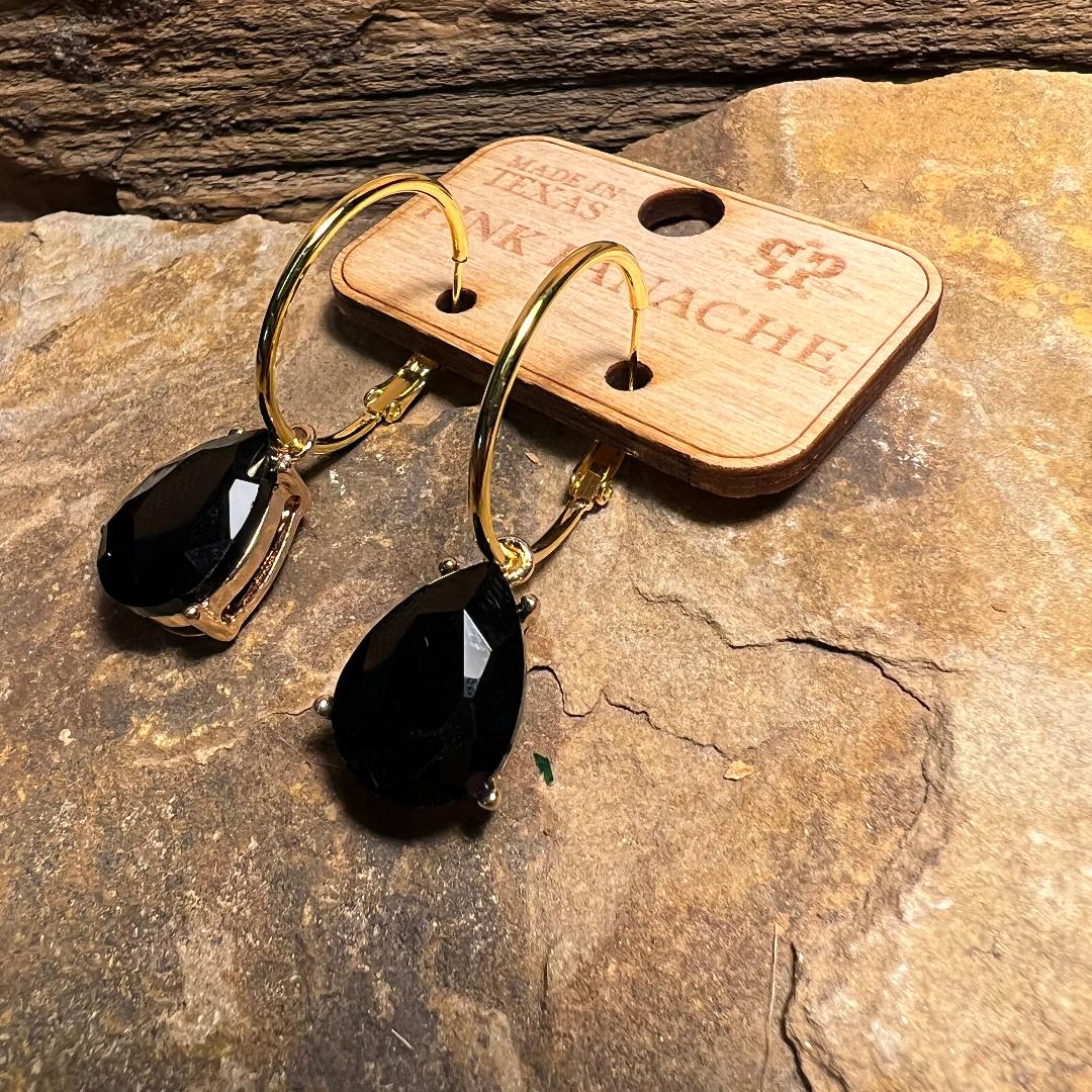 Black & Gold Teardrop Earrings
