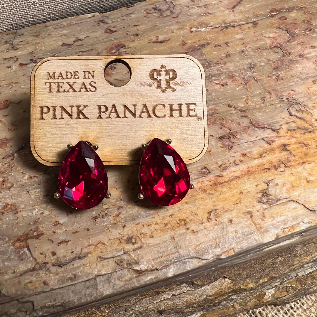 Red & Gold Teardrop Studs