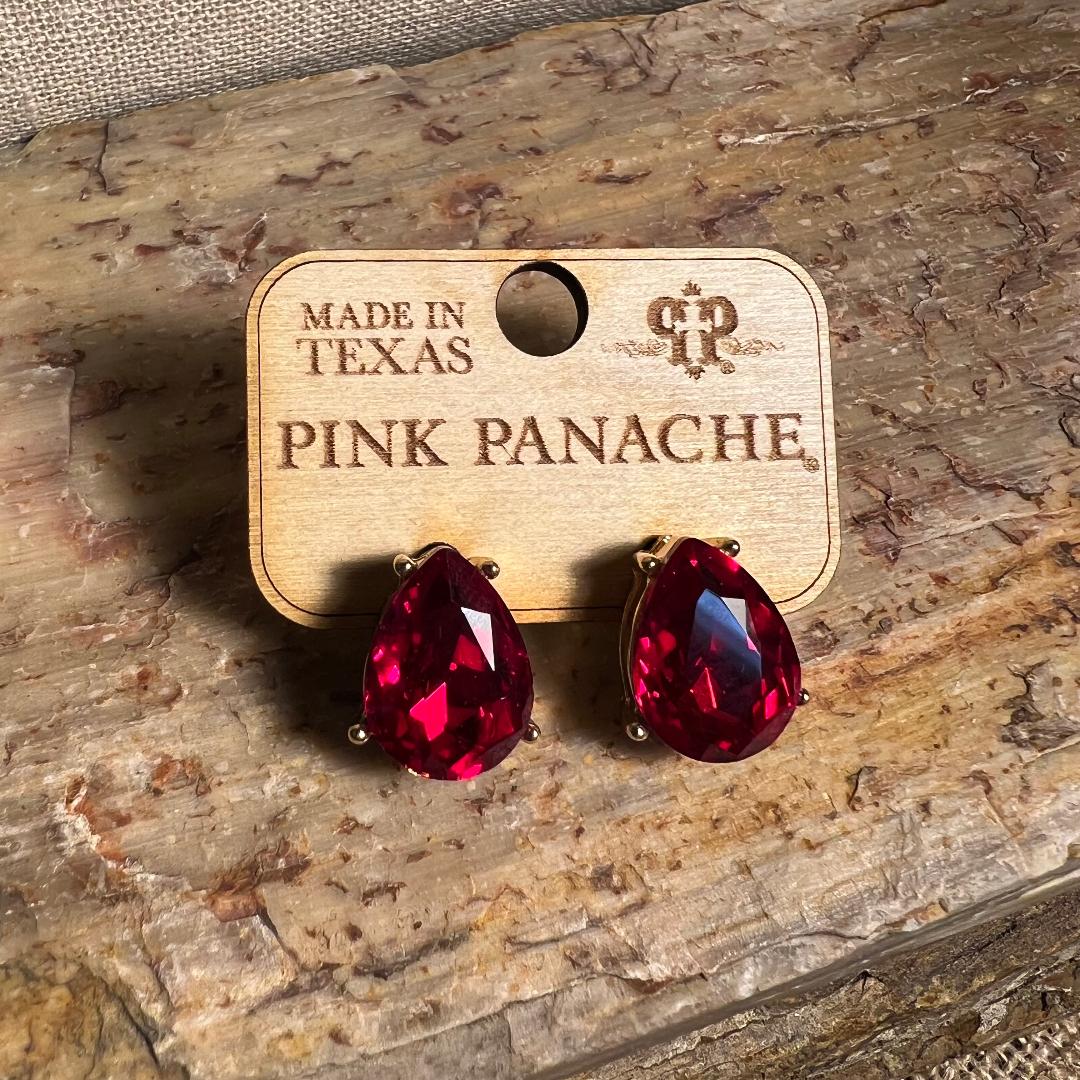 Red & Gold Teardrop Studs