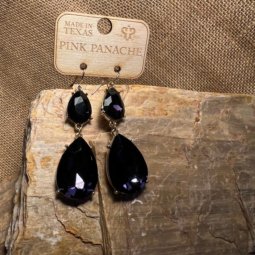 Double Teardrop Deep Purple Earrings