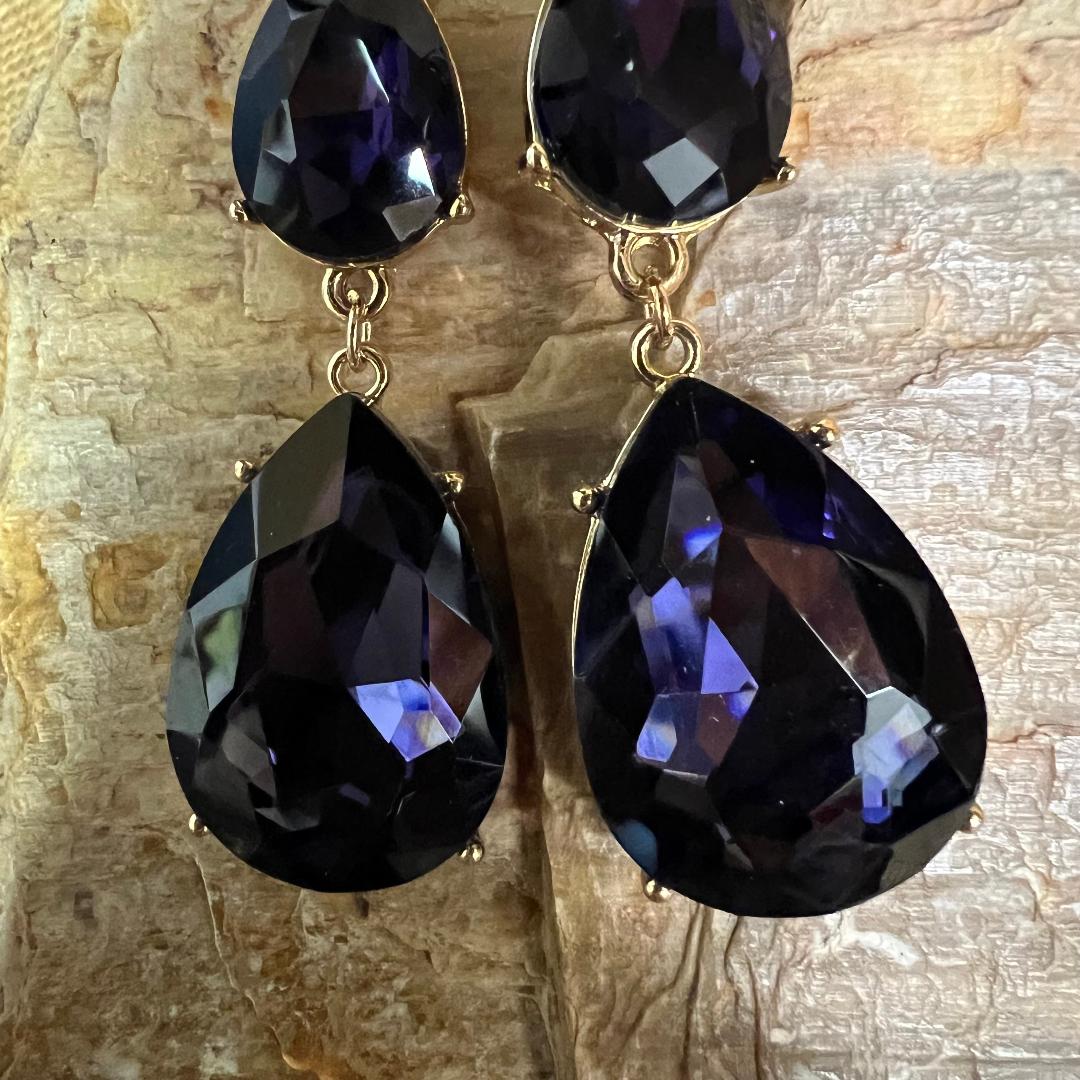 Double Teardrop Deep Purple Earrings