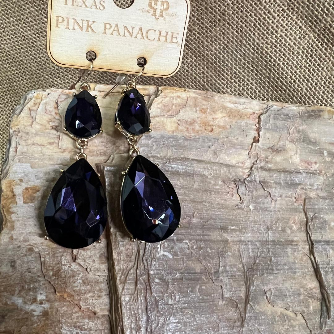 Double Teardrop Deep Purple Earrings