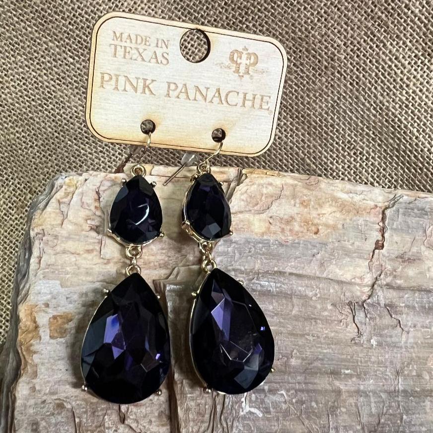 Double Teardrop Deep Purple Earrings