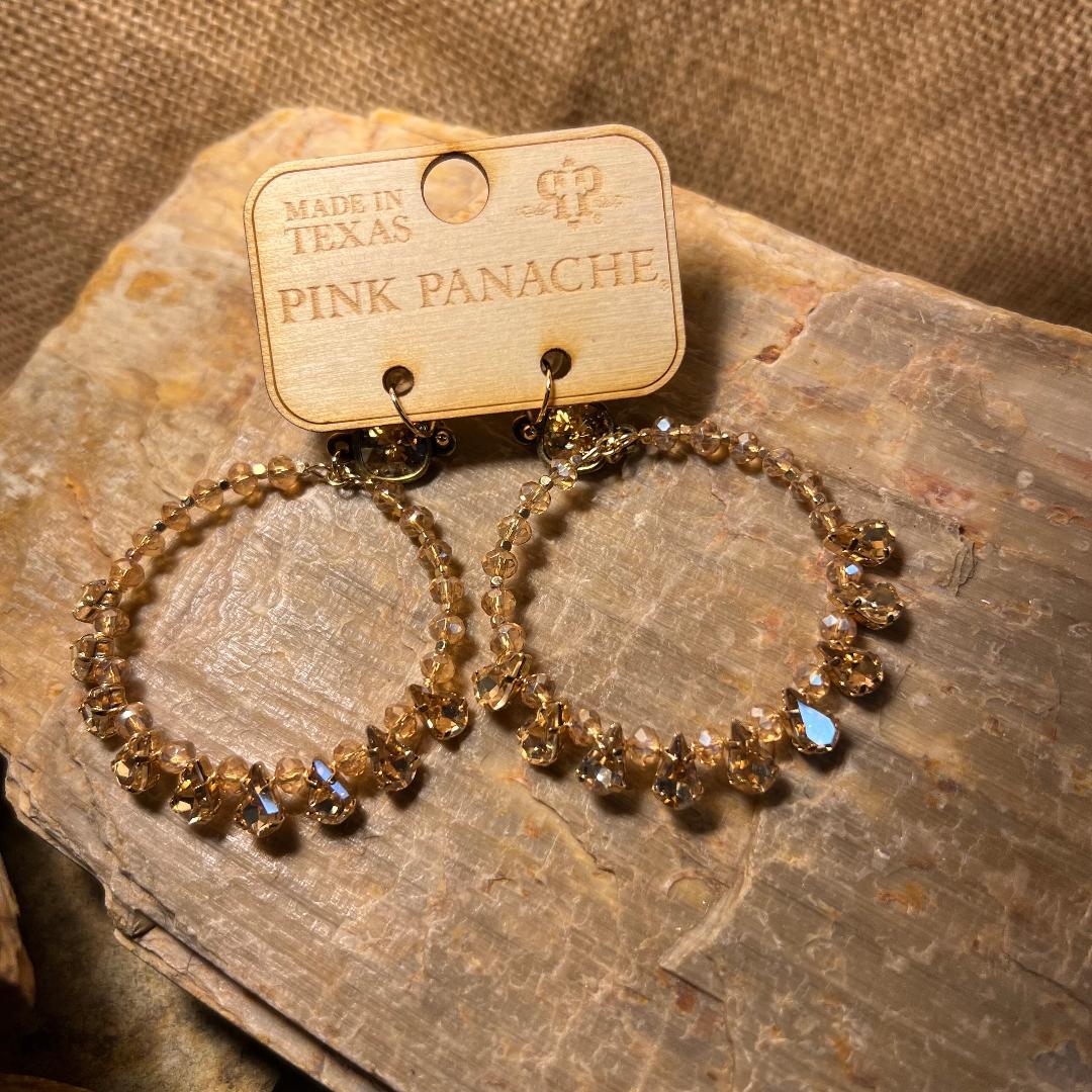 Multi Bead & Champagne Rhinestone Hoop Earrings