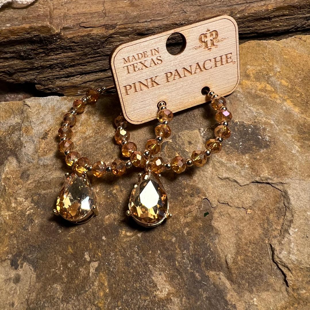 Champagne & Golden Shadow Teardrop Hoop Earrings