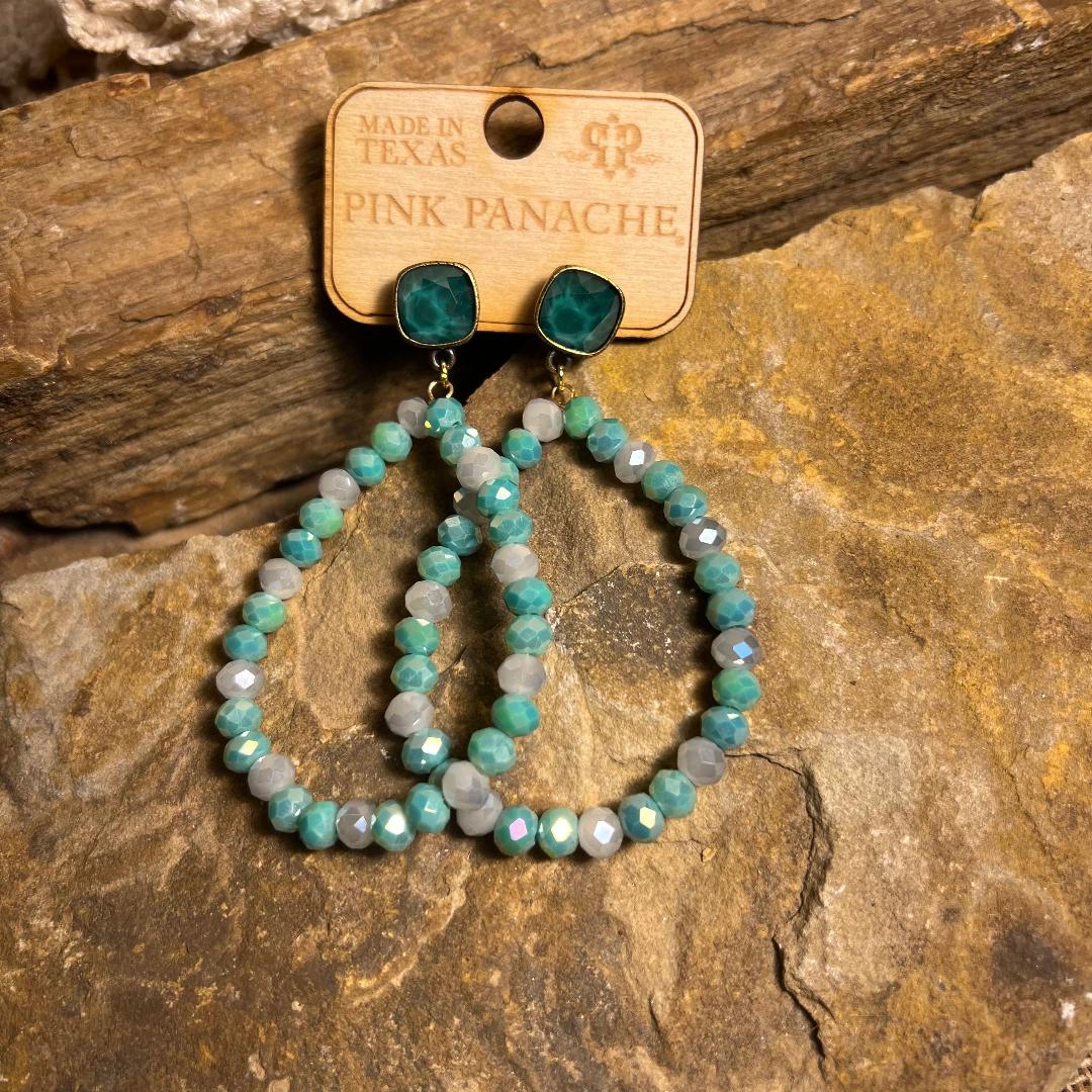 Turquoise & White Bead Earrings