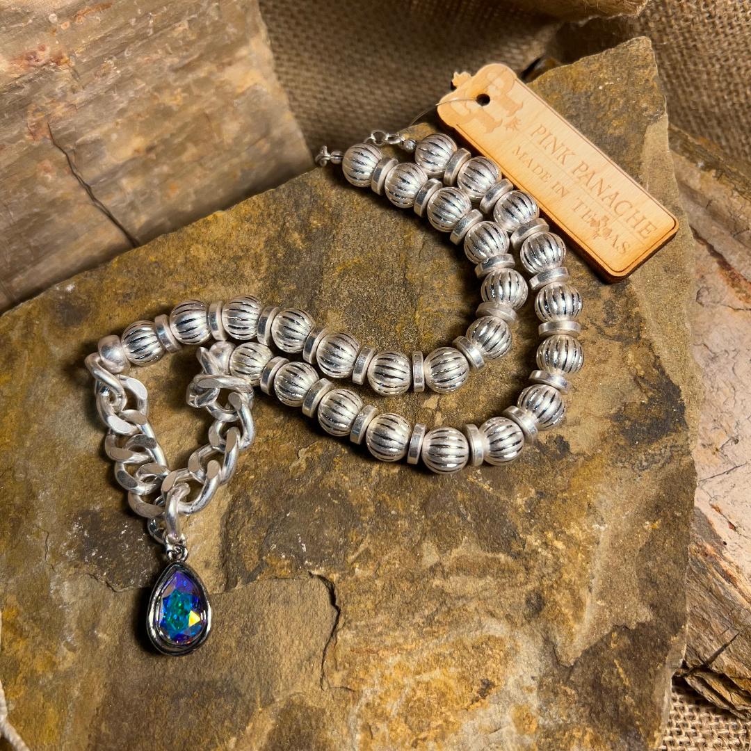 Silver Chain & Bead Necklace