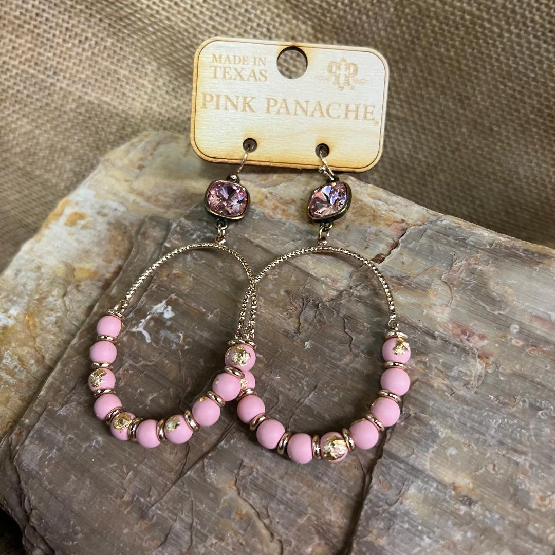 Pink & Gold Oval Hoop Earrings