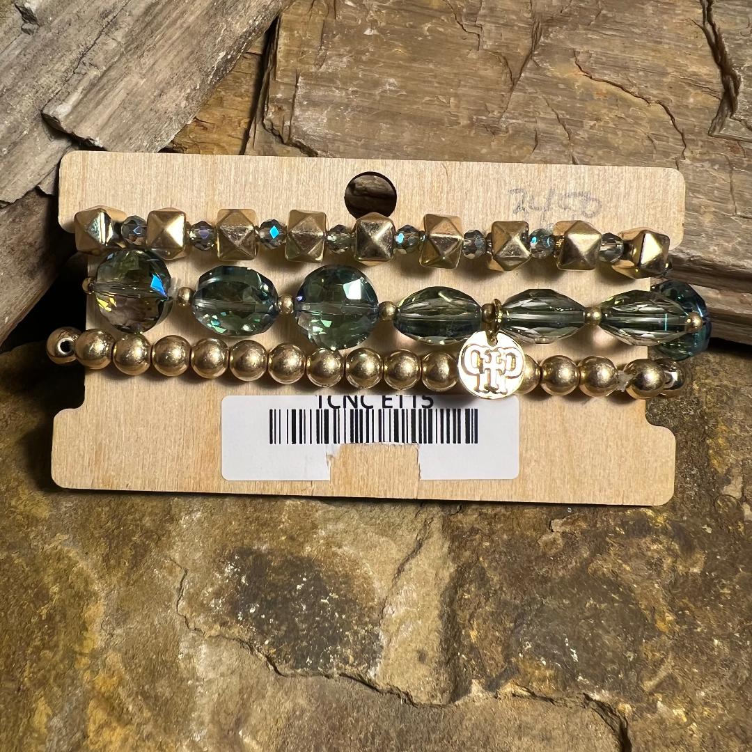 Gold & Lilac Rainbow Coin Bead Stretch Bracelet