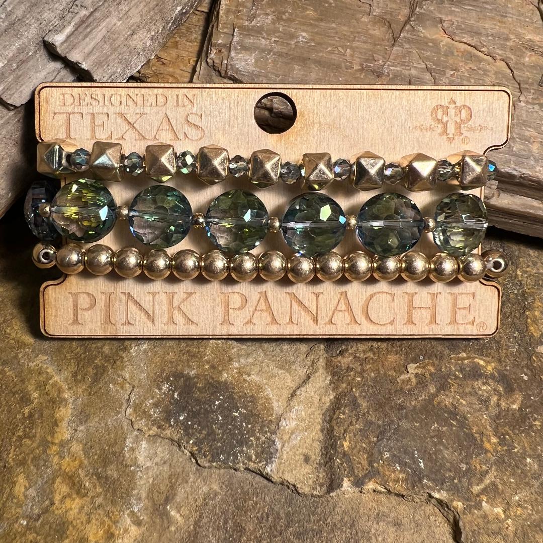 Gold & Lilac Rainbow Coin Bead Stretch Bracelet