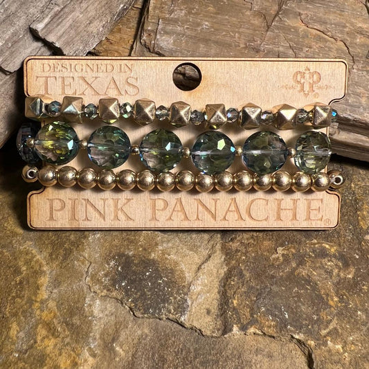 Gold & Lilac Rainbow Coin Bead Stretch Bracelet