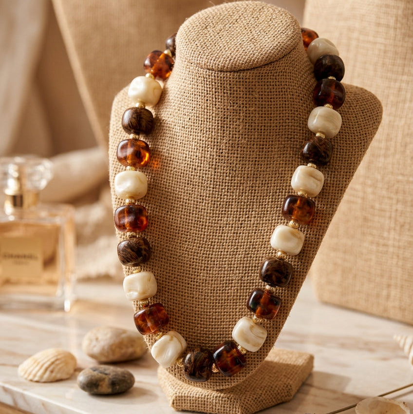 Ellen Beaded Necklace - Tortoise Mix