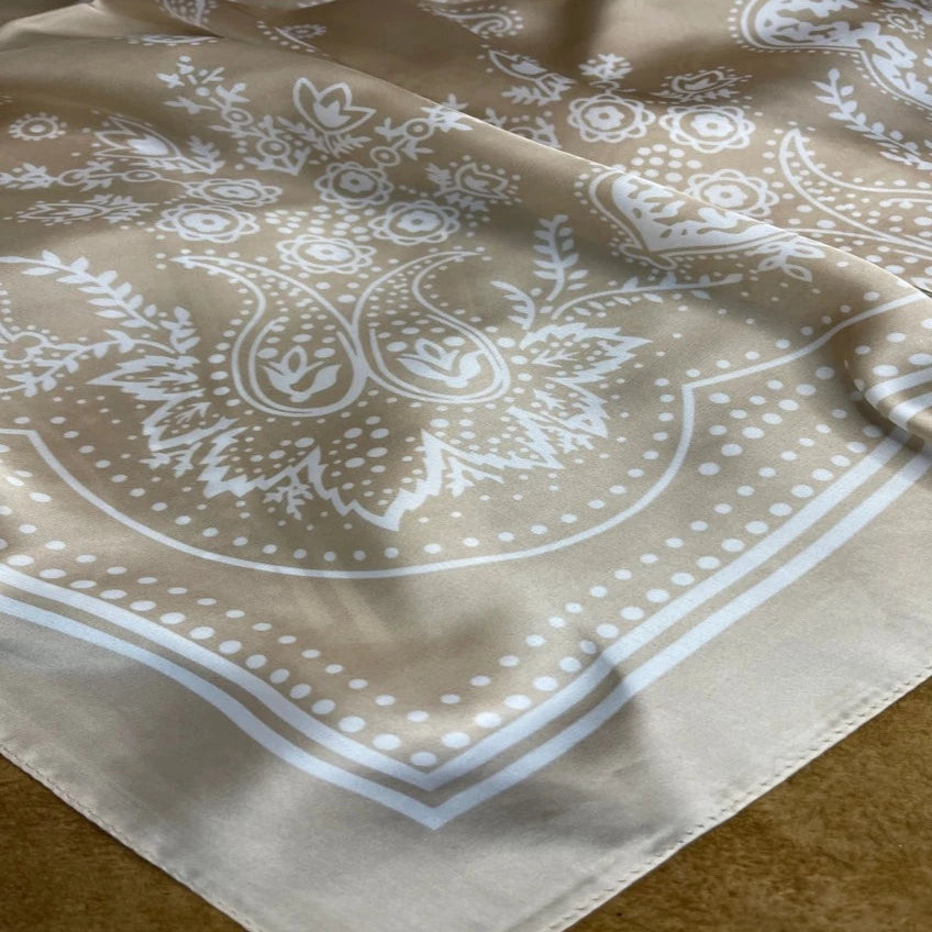 Paisley Silk Cream Wild Rag Bandana Scarf