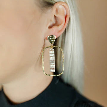 Rose Shimmer Stick Hoop Earrings