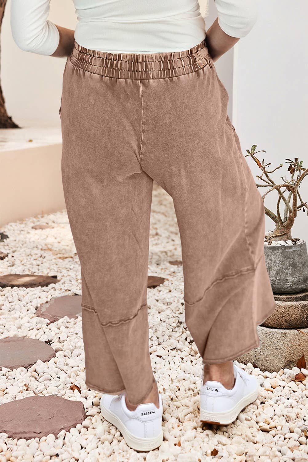 Floral Patch Mineral Washed Terry Knit Cropped Pants