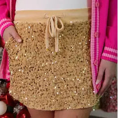 Velvet Hour Sequin Skort- Vintage Gold