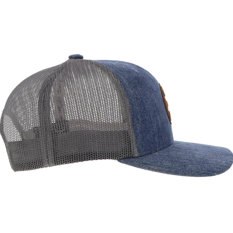 Blush Denim and Grey Unisex Trucker Cap with Circle Patch
