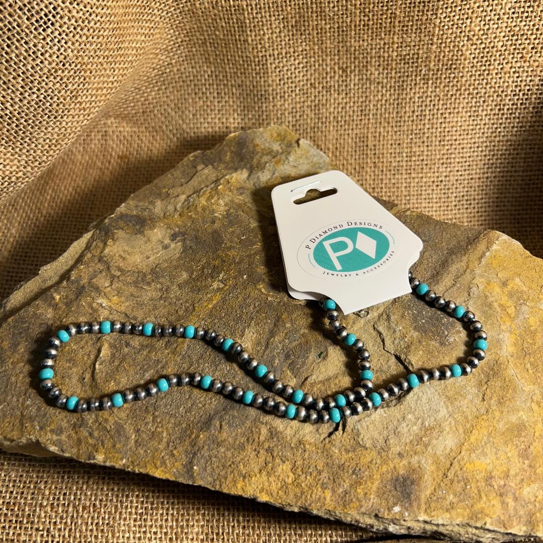 Turquoise & Navajo Pearl 14-inch Chain Necklace