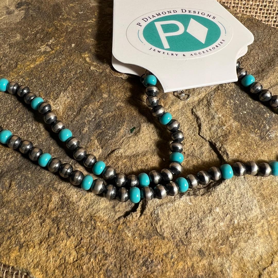 Turquoise & Navajo Pearl 14-inch Chain Necklace
