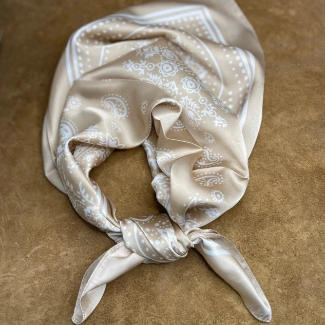 Paisley Silk Cream Wild Rag Bandana Scarf