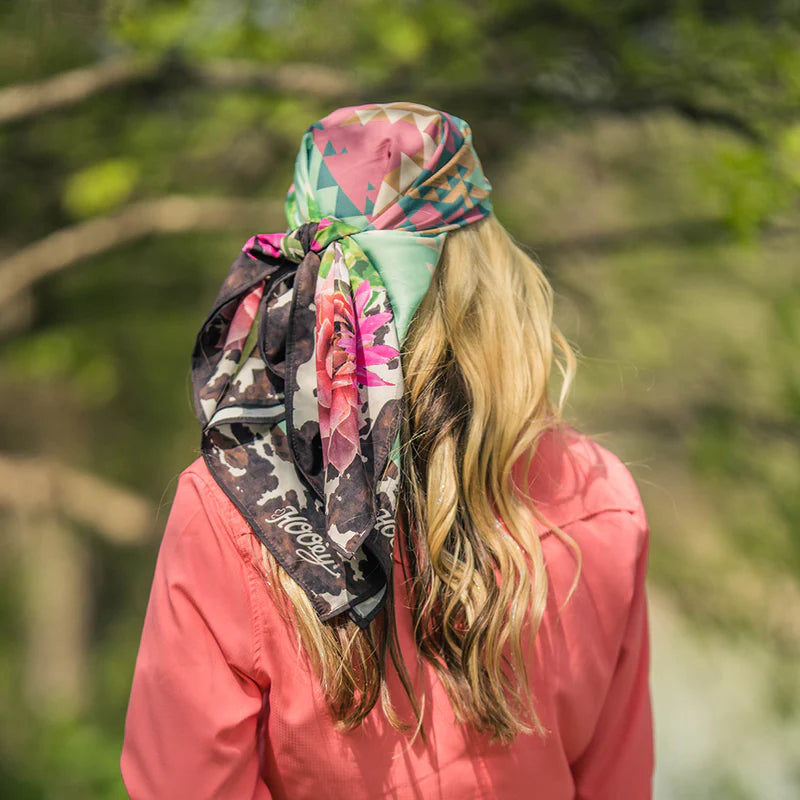 Desert Flower Pink & Mint Satin Wild Rag