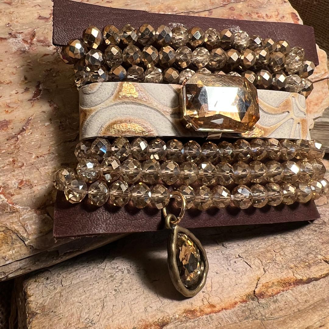 Multi Gold and Champagne Stack Bracelets