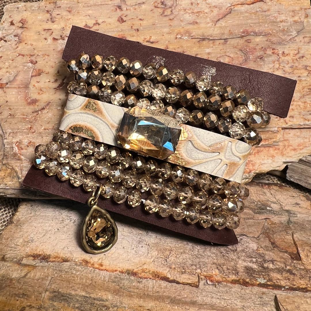 Multi Gold and Champagne Stack Bracelets