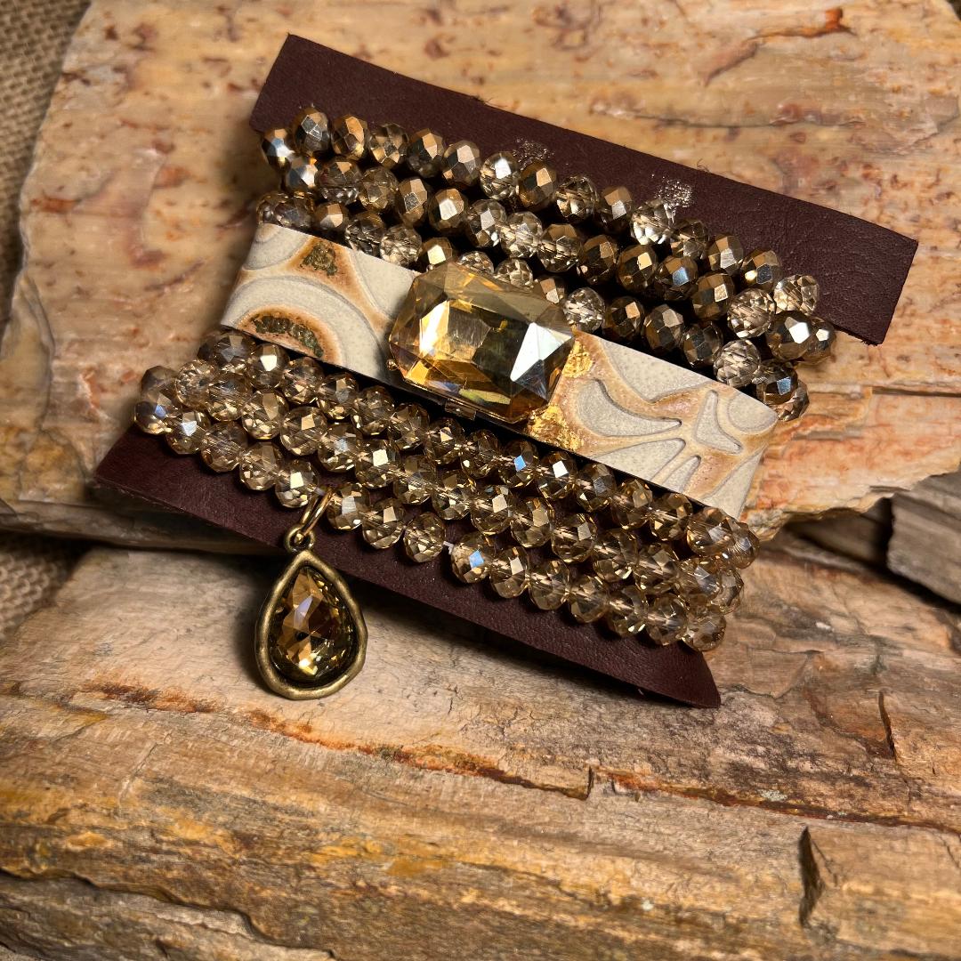 Multi Gold and Champagne Stack Bracelets