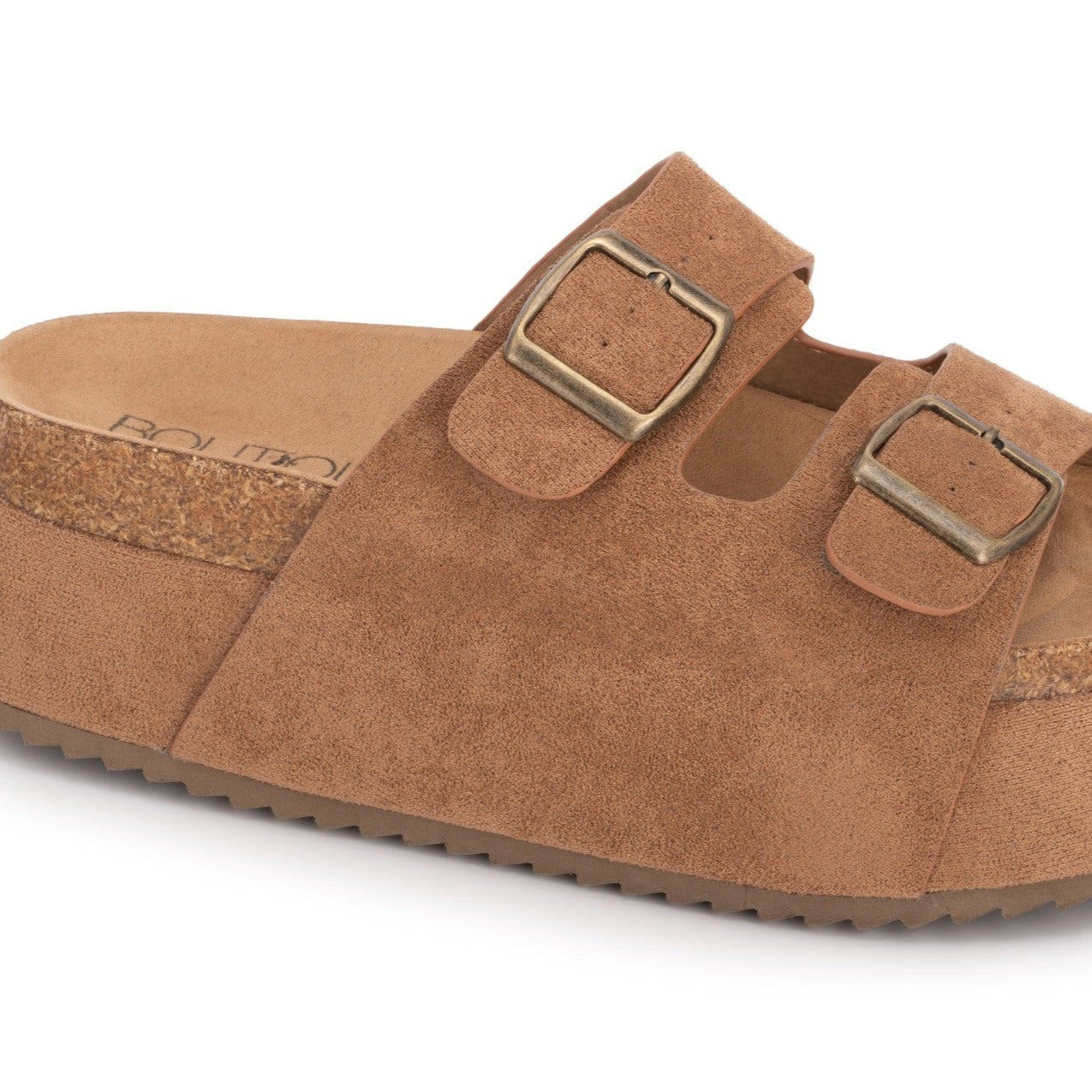 WANNABE Platform Double Buckle Cognac Sandal