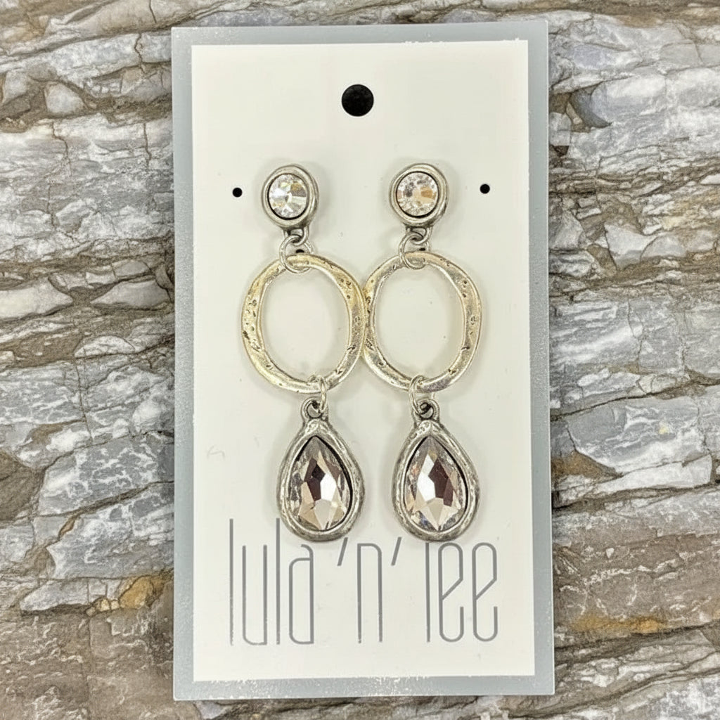 Antique Silver and Swarovski Crystal Dangle Earrings