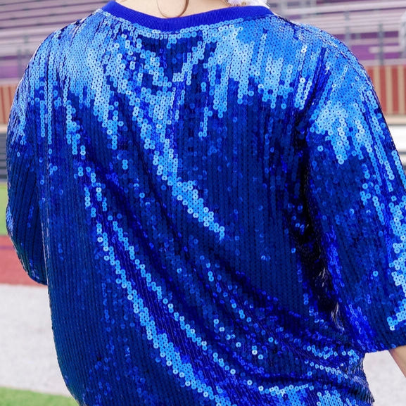 Sequin Game Day Royal Blue Top