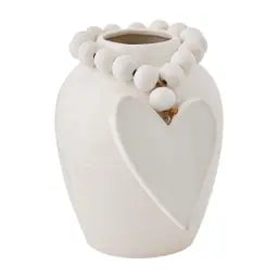 Short Stoneware Beaded Vase
