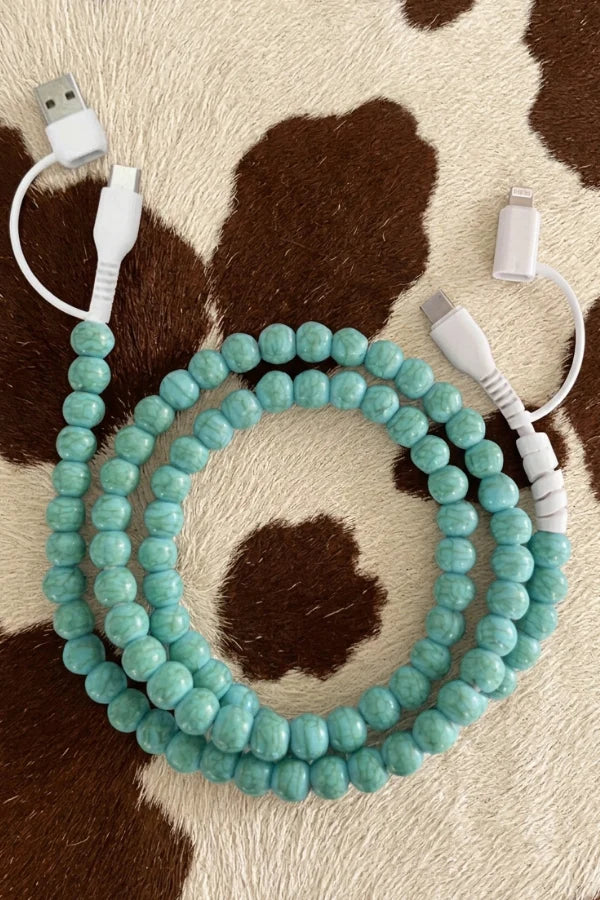Turquoise Beaded Cord Charger