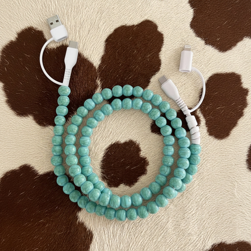 Turquoise Beaded Cord Charger