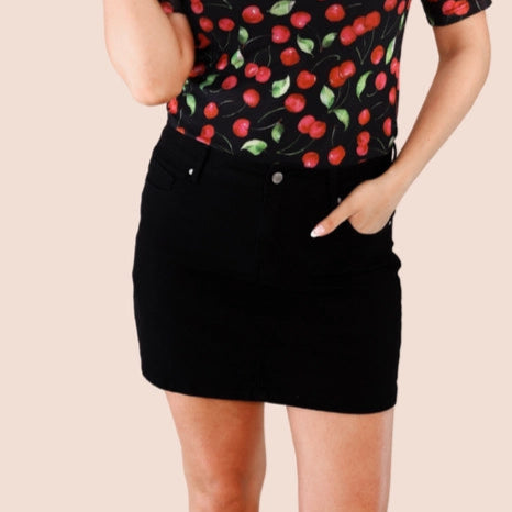 Nova Denim Black Skirt