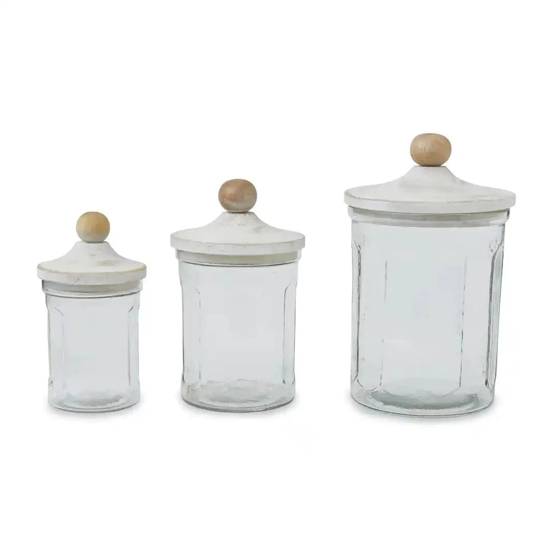 Glass & Wood Canister Set
