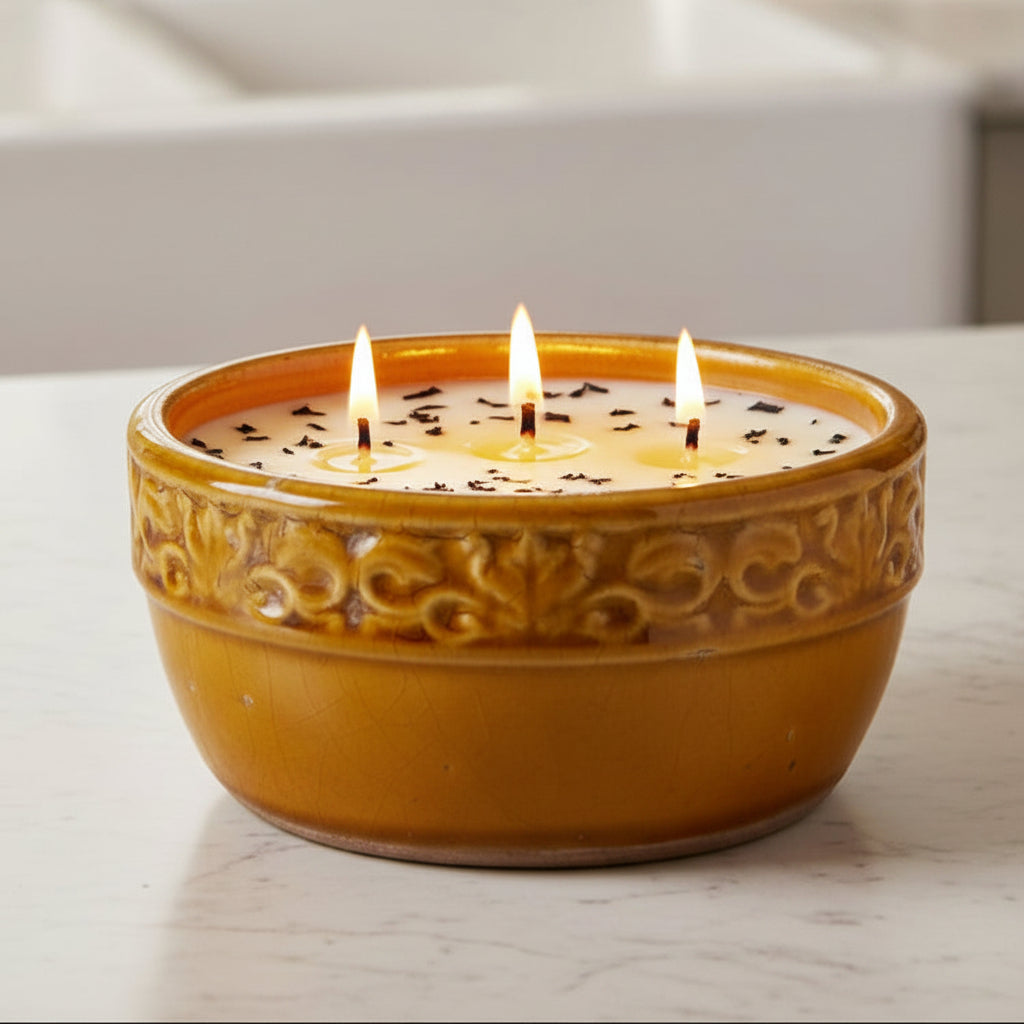 Brown Vintage Round Bowl Roasted Espresso Candle